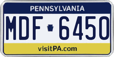 PA license plate MDF6450