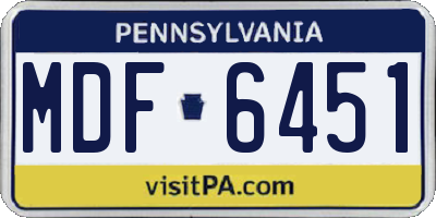 PA license plate MDF6451