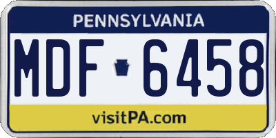 PA license plate MDF6458