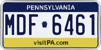 PA license plate MDF6461