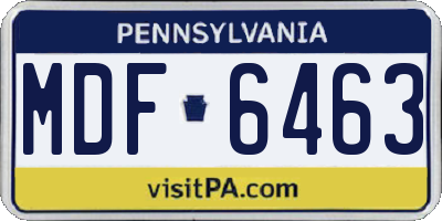 PA license plate MDF6463