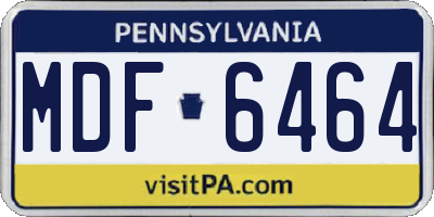 PA license plate MDF6464