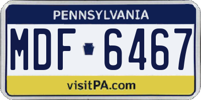 PA license plate MDF6467