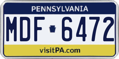 PA license plate MDF6472