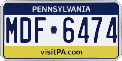 PA license plate MDF6474