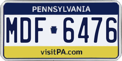 PA license plate MDF6476