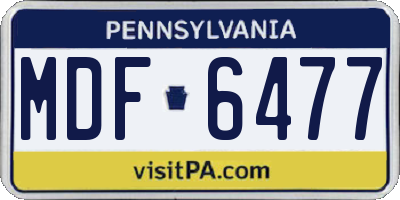 PA license plate MDF6477