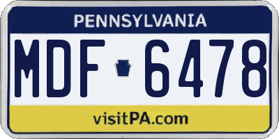 PA license plate MDF6478