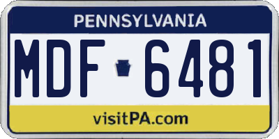 PA license plate MDF6481