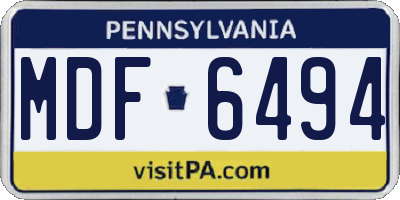 PA license plate MDF6494