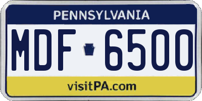 PA license plate MDF6500