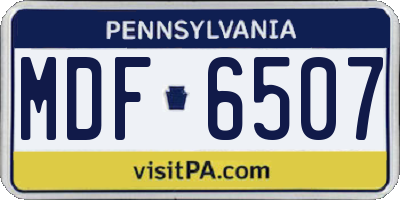 PA license plate MDF6507