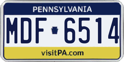 PA license plate MDF6514