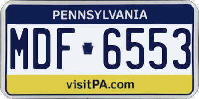 PA license plate MDF6553