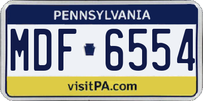 PA license plate MDF6554
