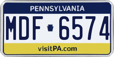 PA license plate MDF6574