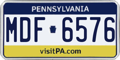 PA license plate MDF6576