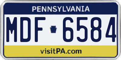 PA license plate MDF6584