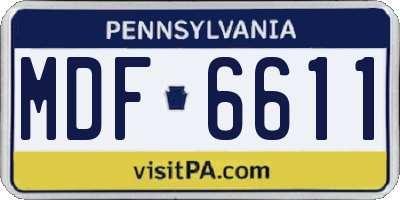 PA license plate MDF6611