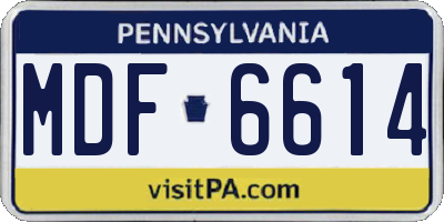 PA license plate MDF6614