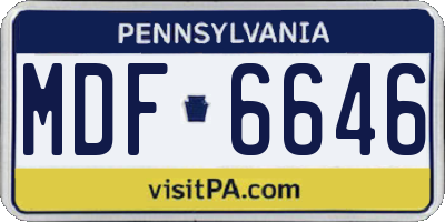 PA license plate MDF6646