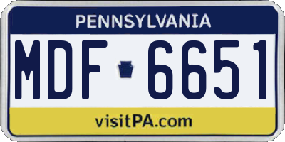 PA license plate MDF6651