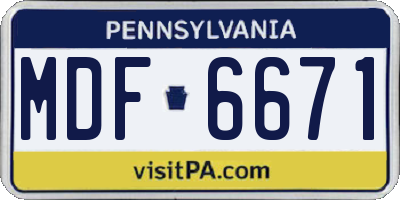PA license plate MDF6671