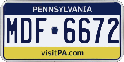 PA license plate MDF6672