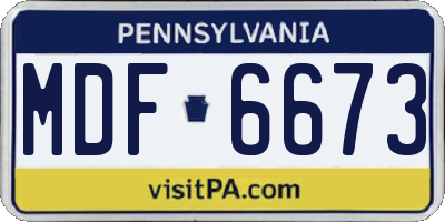 PA license plate MDF6673