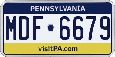 PA license plate MDF6679
