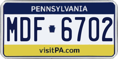PA license plate MDF6702