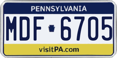 PA license plate MDF6705