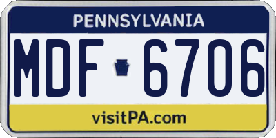 PA license plate MDF6706