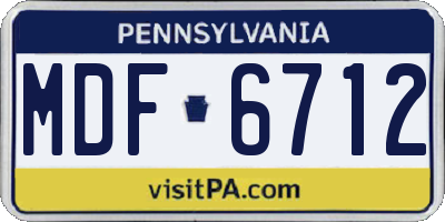 PA license plate MDF6712