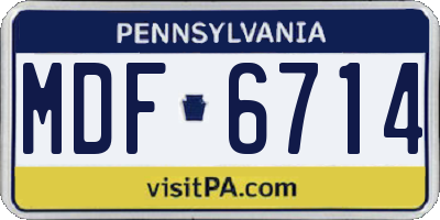 PA license plate MDF6714