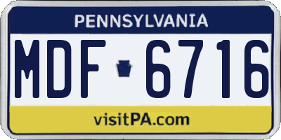 PA license plate MDF6716