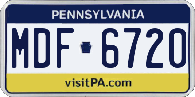 PA license plate MDF6720