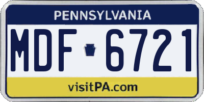 PA license plate MDF6721