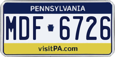 PA license plate MDF6726