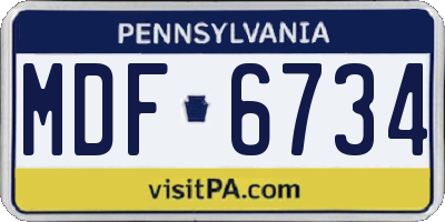 PA license plate MDF6734