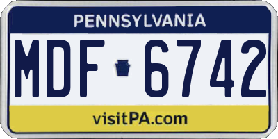 PA license plate MDF6742