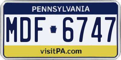 PA license plate MDF6747