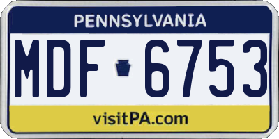 PA license plate MDF6753
