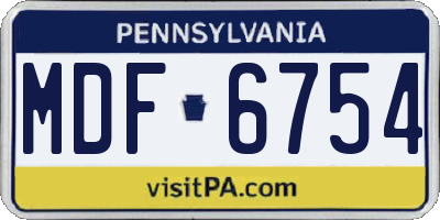 PA license plate MDF6754