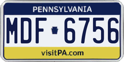 PA license plate MDF6756
