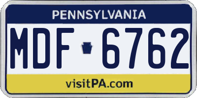 PA license plate MDF6762