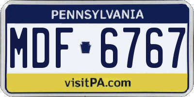 PA license plate MDF6767