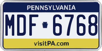 PA license plate MDF6768