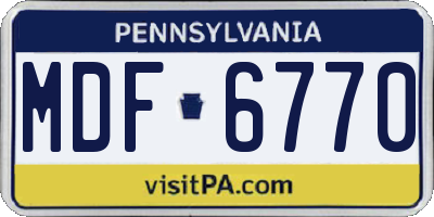 PA license plate MDF6770