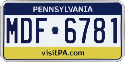 PA license plate MDF6781